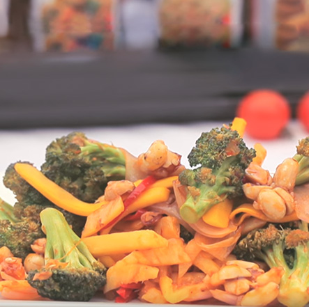 Broccoli and Vegetables with Schezwan Peanuts